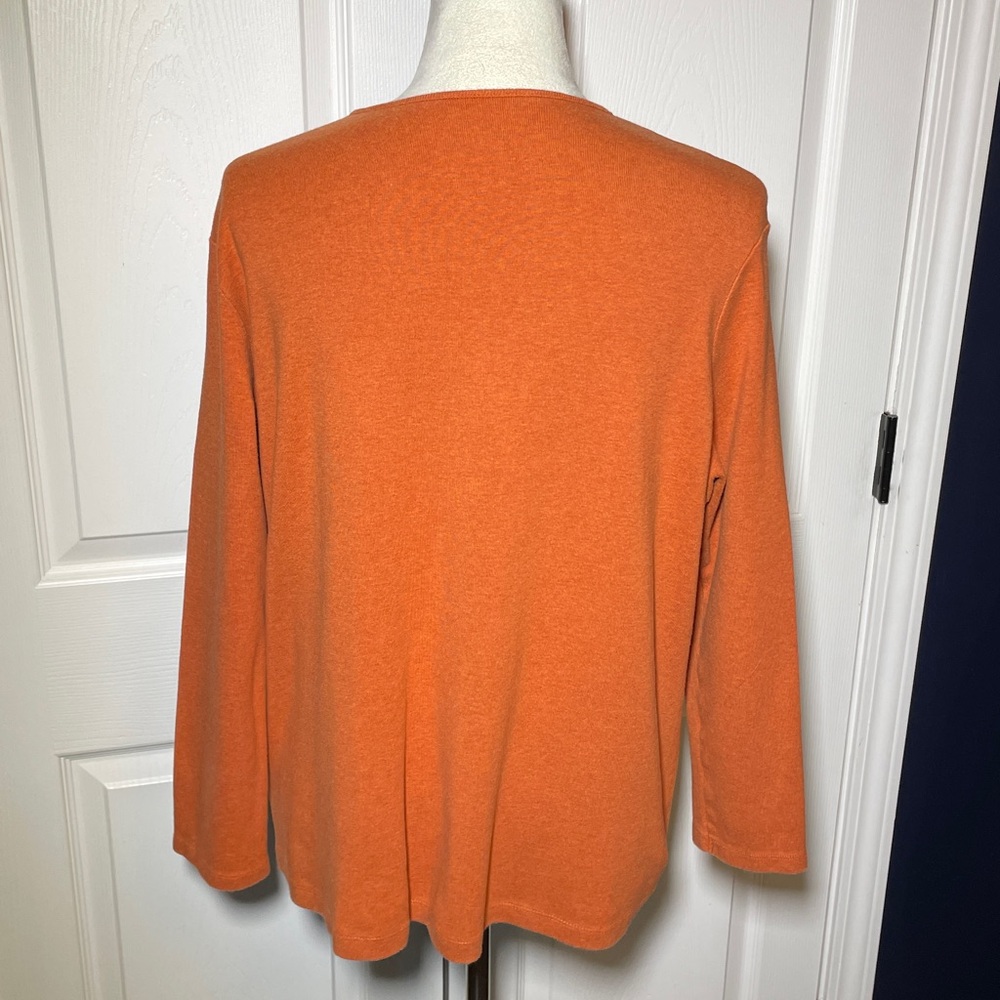 Pendleton Orange Rust Long Sleeve 100% Cotton Top… - image 4